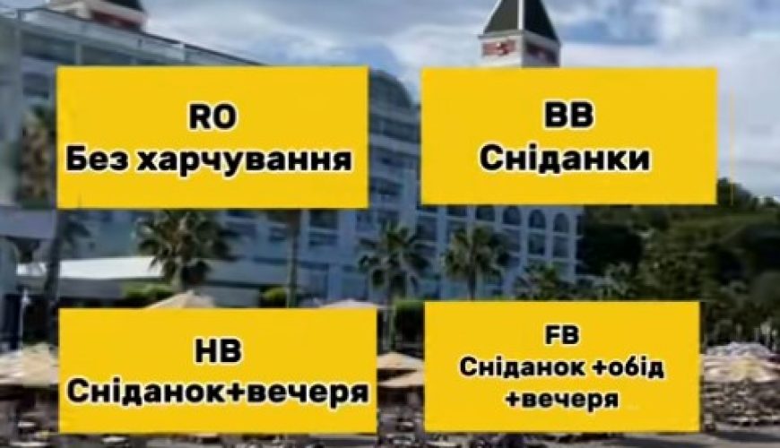Типи харчування у готелях